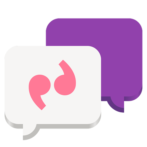 The new pidgin 3 application logo. A white chat bubble with stylized "pd" in pink and a separate purple speech bubble