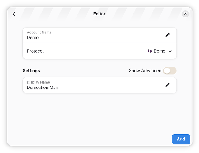 The new account editor for a demo account